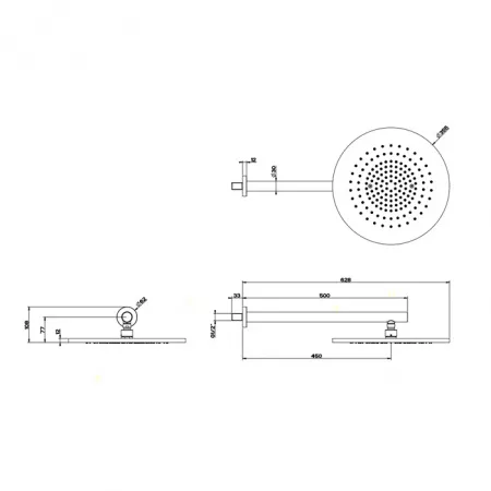 Gessi Shower316 Верхний душ Ø350 с настенным кронштейном, 54148#239
