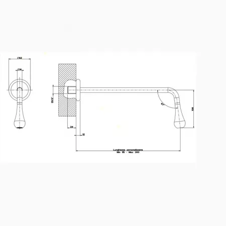 Gessi Goccia Настенный излив с инд.длиной (115-300мм), 33723#279