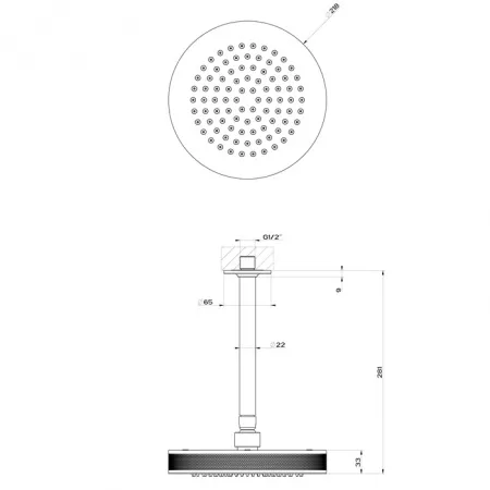 Gessi Inciso Shower Верхний душ Ø218 с потолочным кронштейном, 58186#299