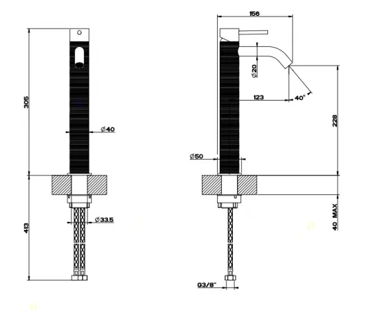 GESSI 316 Смеситель для раковины на 1 отверстие, 54309#239