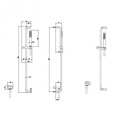 Gessi Goccia Душевая штанга с ручным душем и выводом воды из стены, 33642#299