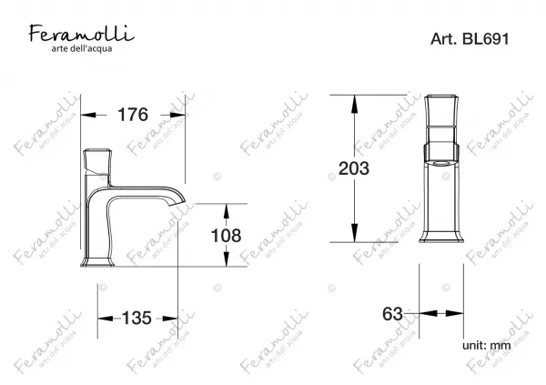 Смеситель для раковины Feramolli BL691, черный