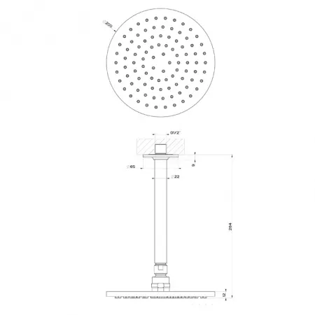 Gessi Inciso Shower Верхний душ Ø200 с потолочным кронштейном, 58152#299