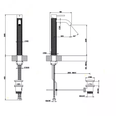 GESSI 316 Смеситель для раковины на 1 отверстие, 54404#239