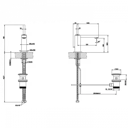 Gessi Rettangolo Смеситель для раковины с донным клапаном, 20601#031