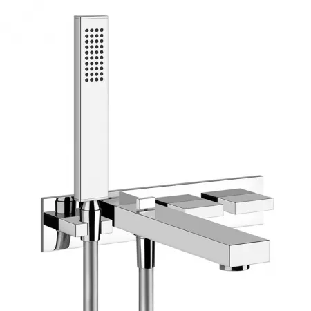 Gessi Rettangolo T Встраиваемый смеситель для ванны с автоматическим переключателем и ручным душем с держателем(внешние части), 20498#031