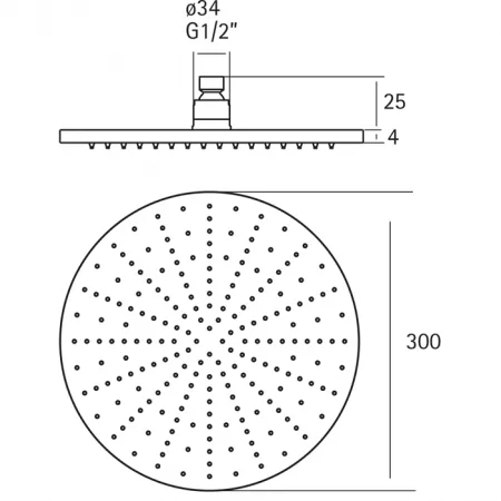 Верхний душ D300 мм CISAL Xion DS016420D1