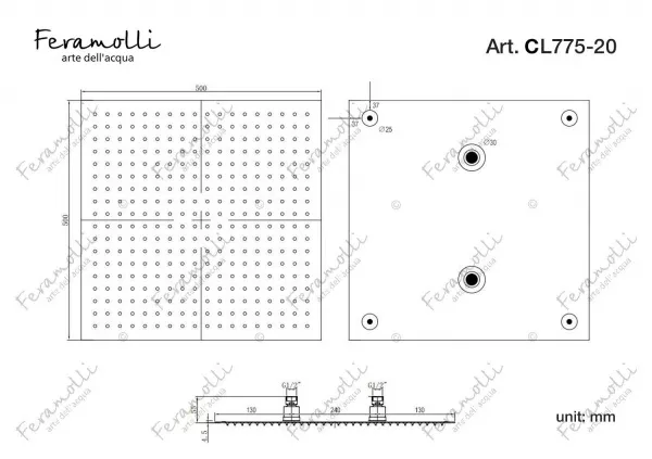 Верхний душ Feramolli CL775-20 (500мм.)