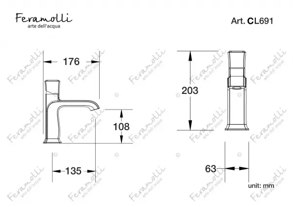 Смеситель для раковины Feramolli Fortore CL691, хром