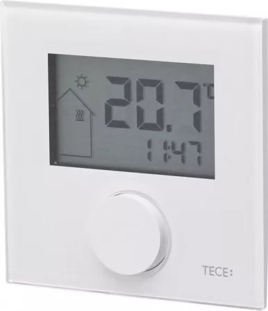 Стеклянный дизайнерский комнатный термостат TECEfloor RTF-D, ЖК-дисплей, белый