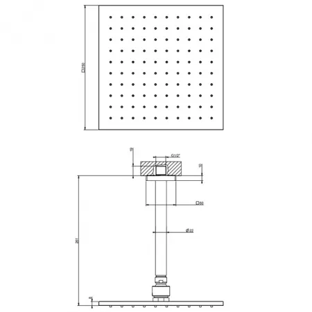 GESSI Rilievo Потолочная душевая головка шарнирная 250x250 мм на 1/2", 59155#299