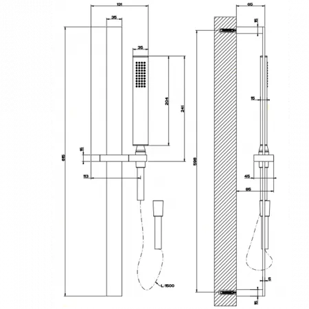 Gessi Rettangolo Душевая стойка с ручным душем, 20145#031