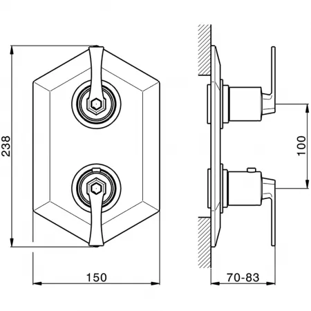 Встраиваемый термостатический смеситель с переключателем на 3 положения CISAL Cherie CF0192006T