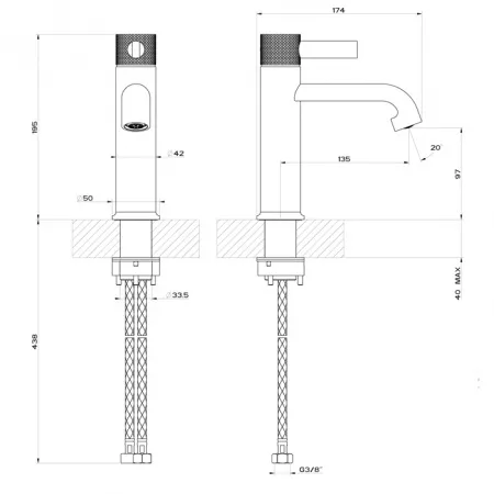 GESSI INCISO Смеситель для раковины на 1 отверстие без донного клапана Цвет: finox, 58002#149