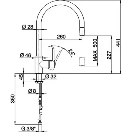 Смеситель однорычажный на 1 отверстие для кухни CISAL Kitchen LL00157040