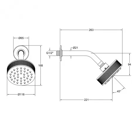 Gessi Inciso Shower Верхний душ Ø118 с настенным кронштейном, 58189#299