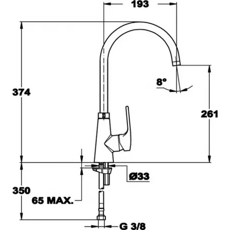 Кухонные смесители Смеситель однорычажный на 1 отверстие для кухни CISAL Kitchen LC00002021