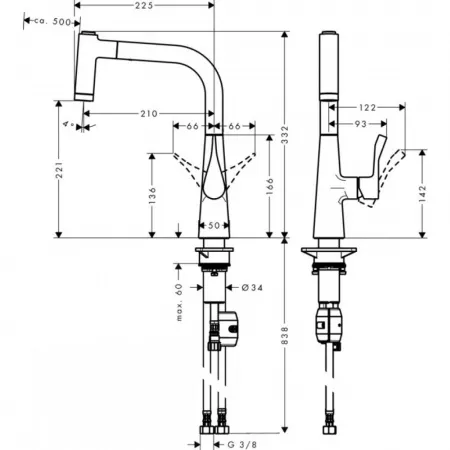 Смеситель hansgrohe Metris для кухонной мойки 14834000