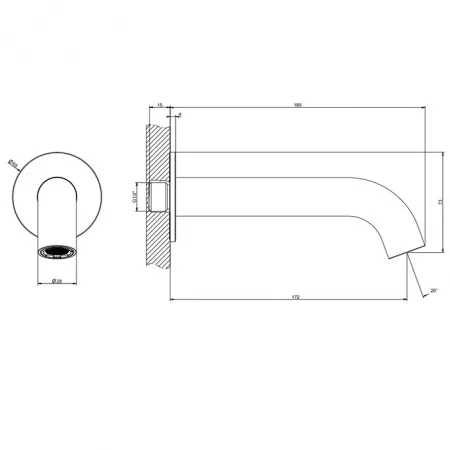 GESSI 316 Излив для ванны 172мм на 1/2”, 54008#707