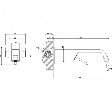 Gessi Rettangolo XL Внутренняя часть встраиваемого смесителя для раковины с изливом (для #26295), 26298#031