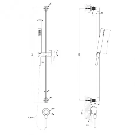 GESSI INCISO Штанга в комплекте с душевой лейкой, 58142#299
