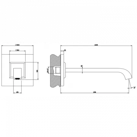 Gessi Mimi Излив настенный 216мм, 31205#080