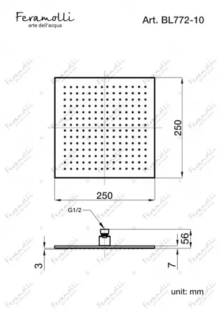 Верхний душ Feramolli BL772-10 (250мм.), черный