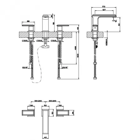 Gessi Eleganza Смеситель для раковины на 3 отверстия, 46011#087