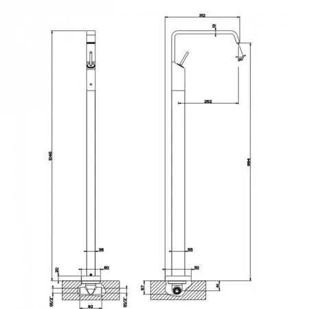 Gessi Rettangolo XL Напольный смеситель для раковины (внешняя часть), 26104#031