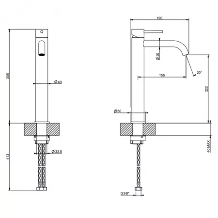 GESSI 316 Смеситель для раковины на 1 отверстие, 54006#707