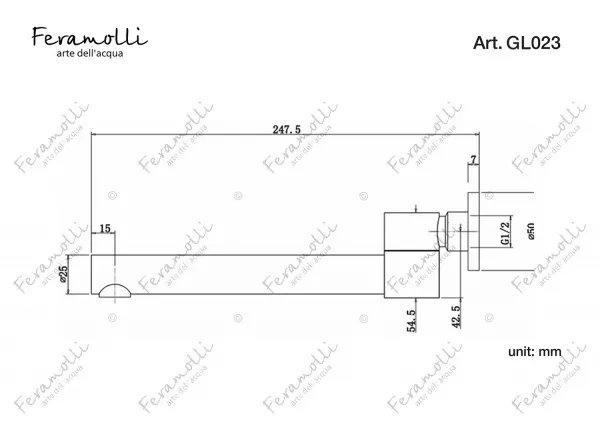 Настенный поворотный излив Feramolli Ele GL023, золото