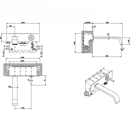 Gessi Rettangolo XL Встраиваемый смеситель для раковины, 26188#031