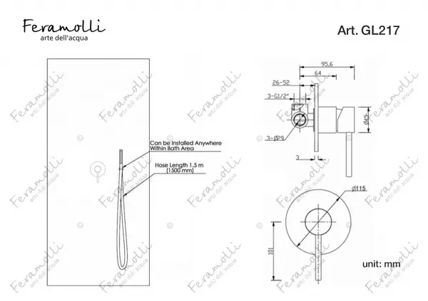 Комплект для душа Feramolli GL217, золото