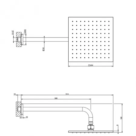 GESSI Rilievo Душевая головка шарнирная для настенного крепления 250x250 мм на 1/2", 59158#299