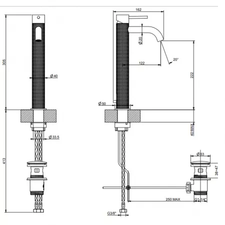 GESSI 316 Смеситель для раковины на 1 отверстие, 54404#707