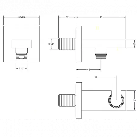 Gessi Rettangolo Вывод воды с держателем для душевой лейки, 20161#031