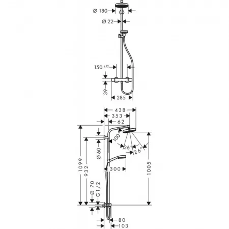 Душевая система hansgrohe Crometta 160 1Jet с термостатом 27264400