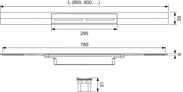 Профиль для душа TECEdrainprofile, 900 мм, PVD Brushed Black Chrome, 670901